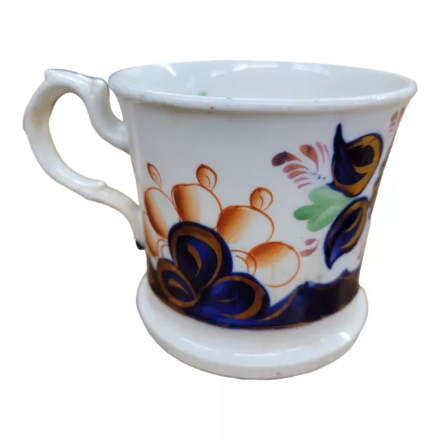 Antique Gaudy Welsh Childs Mug Cup Cobalt Blue Rust Pink Green Lusterware Floral 2