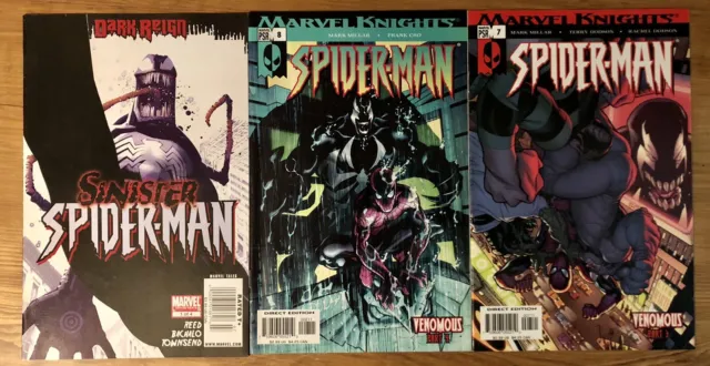 Venom Comic Lot of 3 Super Rare Newsstand Sinister Spider-Man Symbiote Marvel