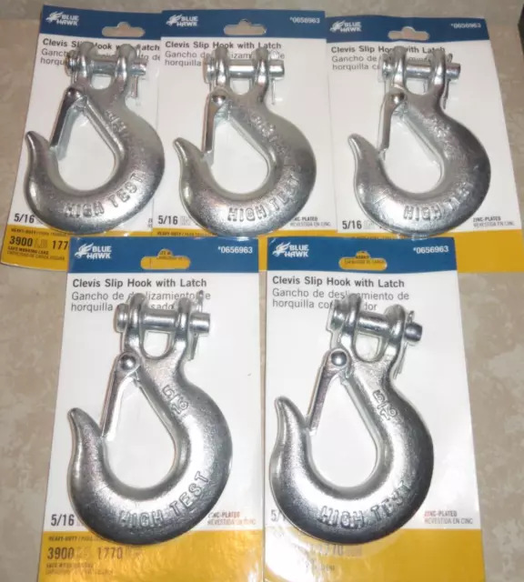 Lot of 5 Blue Hawk Clevis Slip Hook Latch 5/16" 0656963 New