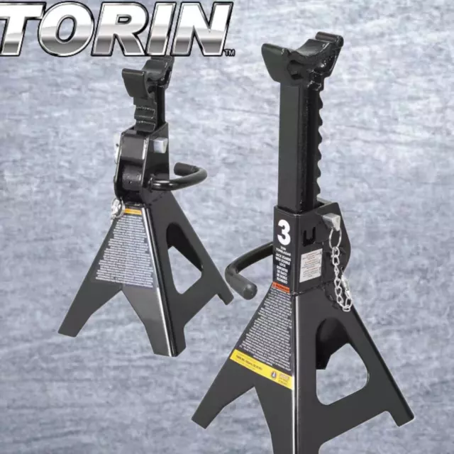 Torin Double Locking 3 Ton  Heavy Duty Steel Jack Stands Car Lift, 2 Pack, Black
