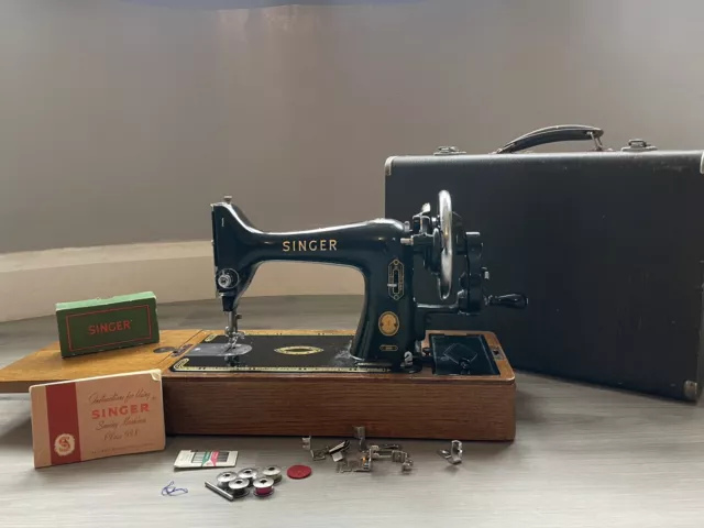 1933 VINTAGE SINGER 99K SEWING MACHINE,SERVICED, HANDCRANK for LEATHER &FABRICS