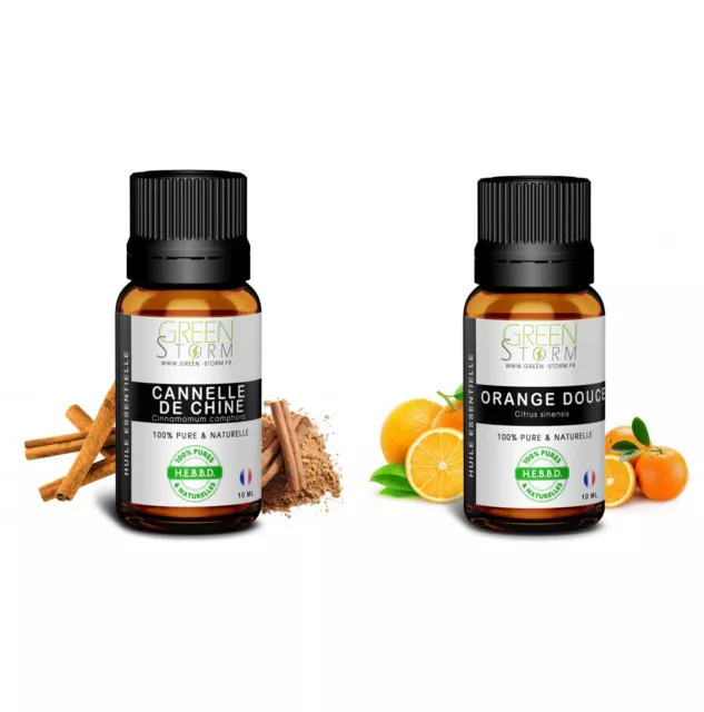 Lot douceur de Noël huiles essentielles orange douce-cannelle 10mlx2- greenstorm