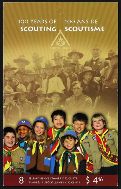 Canada Stamps — Booklet Pane of 8 — 100 Years of Scouting #2225a (BK357) — MNH