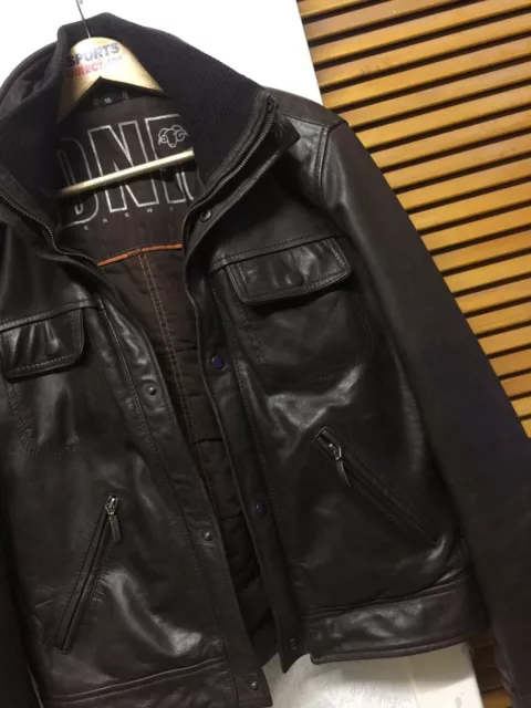 Reiss harris leather sales funnel neck jacket