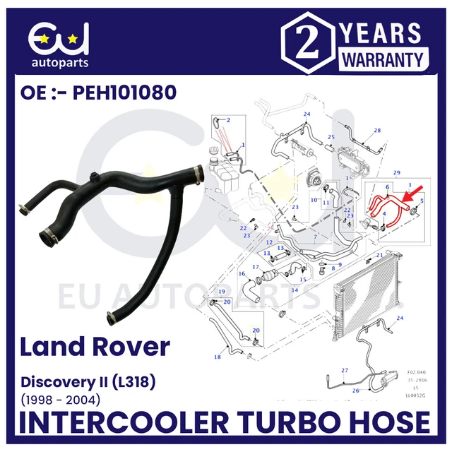 FOR LAND ROVER Discovery 2 Td5 Radiator Coolant Top Hose & Bleed Screw