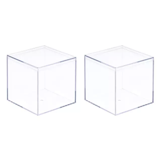 Transparente Acrílico Plástico Almacenamiento Caja,5.1x5.1x5.1cm Paquete de 2