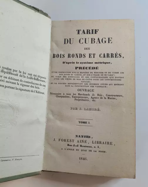 LAMORÉ- Tarif du cubage des bois ronds et carrés, d'après le syst. métr.-T1-1846