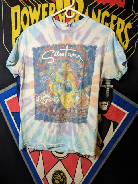 Santana The Doobie Brothers Supernatural Now Tour 2019 Tie Dye T-Shirt sz Medium