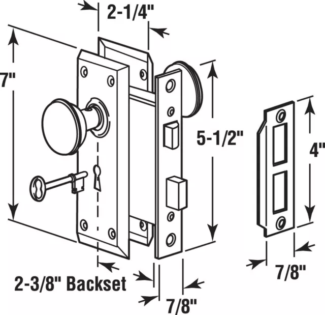 Prime-Line E 2495 Mortise Keyed Lock Set with Classic Bronze Knob – Perfect f... 2