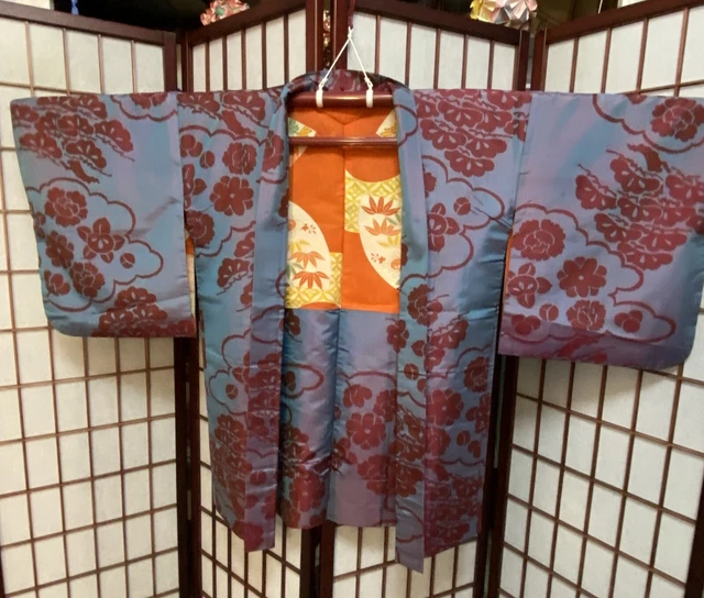 Silk Meisen Haori with Pine and Citrus Motifs