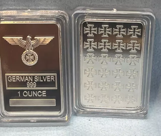 (2) 1 Oz German  Silver Bar