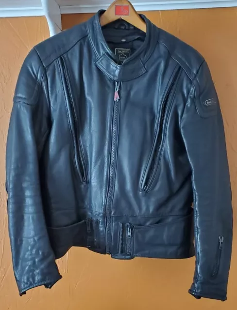 Vintage Hein Gericke V-Pilot Leather Motorcycle Jacket Mens Size 44 Black