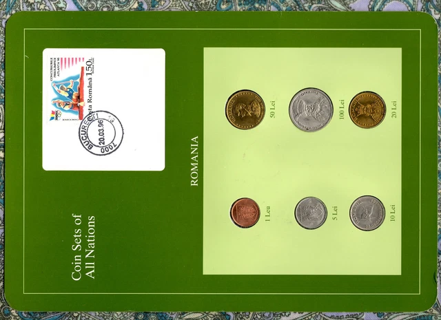 Coin Sets of All Nations Romania 1989 -1995 UNC 20.0396 Very Rare Display