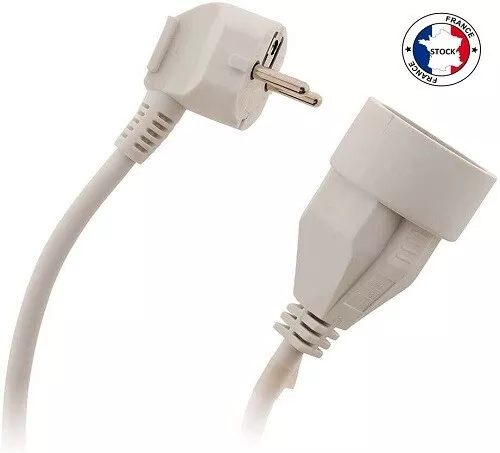 Prolongateur Rallonge Electrique Blanc 3m Prise Terre, alimentation 16A