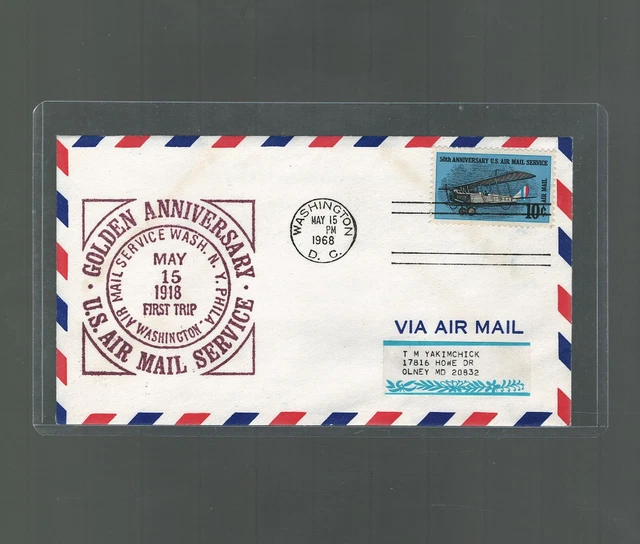 US FIRST FLIGHT Cover Washington DC to New York 1968 US Scott c74 FDC n