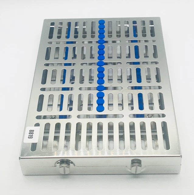 Lot De 5 Bacs Porte-Cassettes Pour Autoclave Dentaire - Bleu - Fabriqué En Allemagne - Pour 15 Instruments - Réf. PR-049