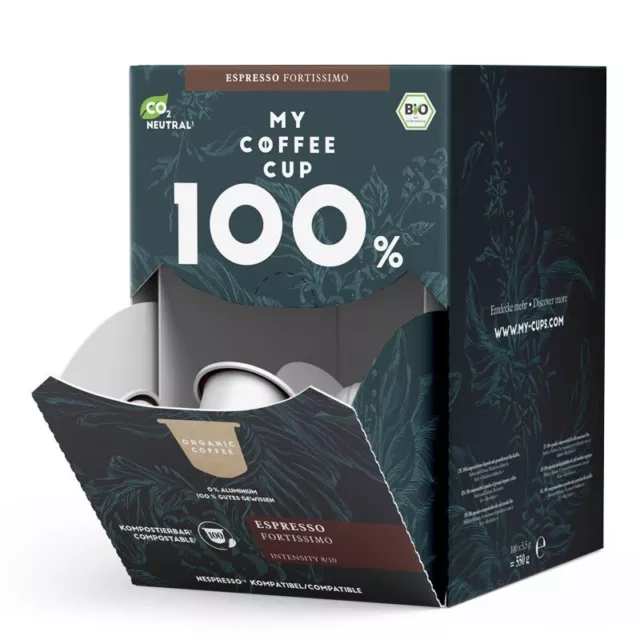 My-Cups Mega-Box Espresso Fortissimo 100 Kapseln, Bio, 0% Alu