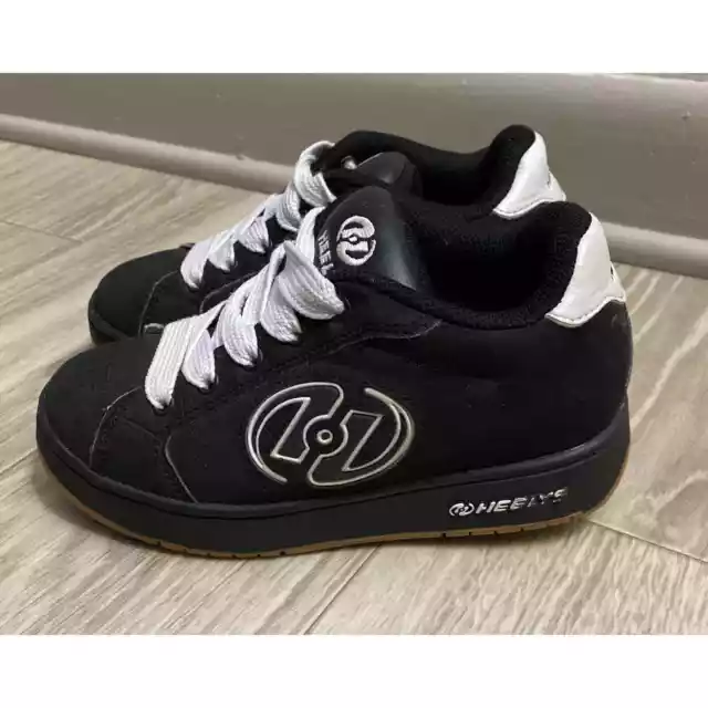 Heelys Hurricane Black/White Roller Skate Wheel Shoes (7225) Boys Sz 1/Girls 2