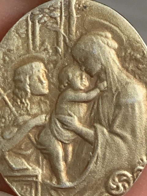 Ancien Pendentif Bronze De Vienne - Enfant Bébé Noir, Charme Métal, Vers 1900