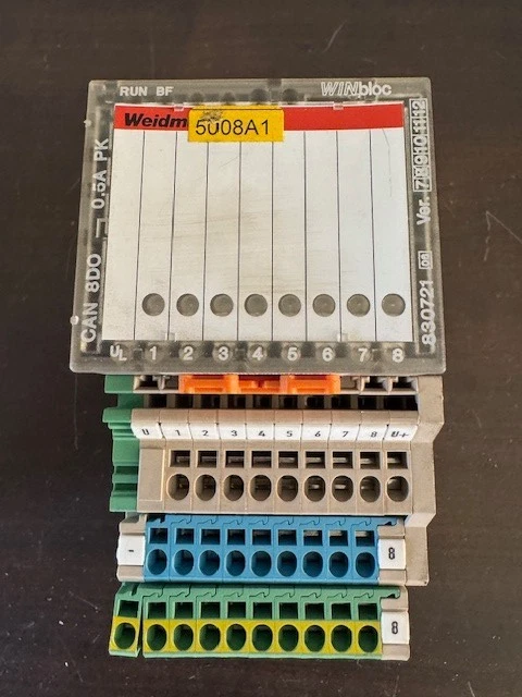 Platine Weidmuller Avec 6 Relais 24V, 1 Contact NO, 10A 250V AC/DC, Avec LED, Occasion Testée En Bon état
