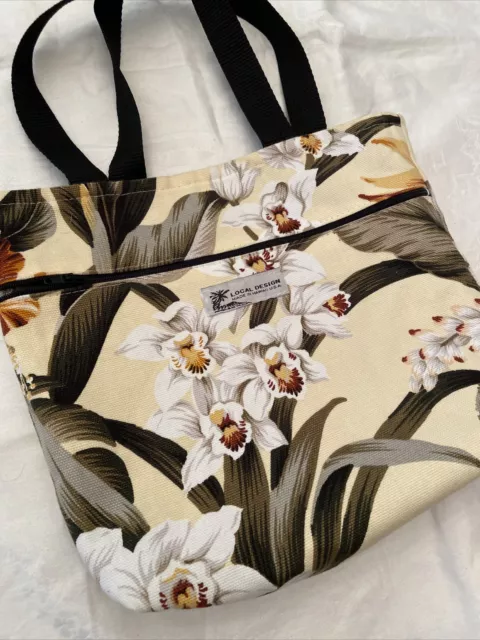 LOCAL DESIGN MADE IN HAWAII REVERSIBLE COTTON TOTE HANDBAG Tropical Fabrics