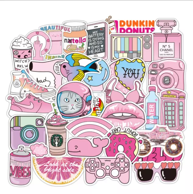 UK Seller VSCO Stickers 50Pcs Pink Aesthetic stickers for hydro