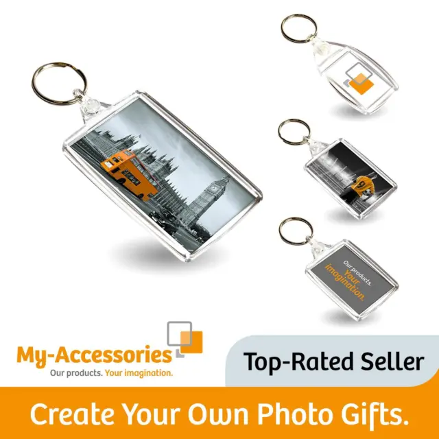 Acrylic Blank Photo Keyring Customizable Square Image Insert DIY Key Chain