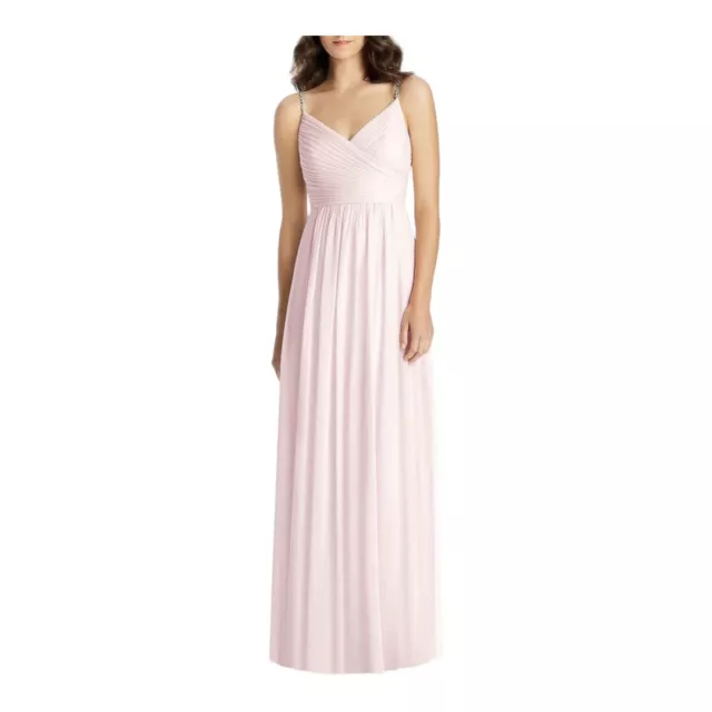 Jenny Packham Bridesmaids pink rhinestone strap chiffon dress sz 16 JP1022 NWOT