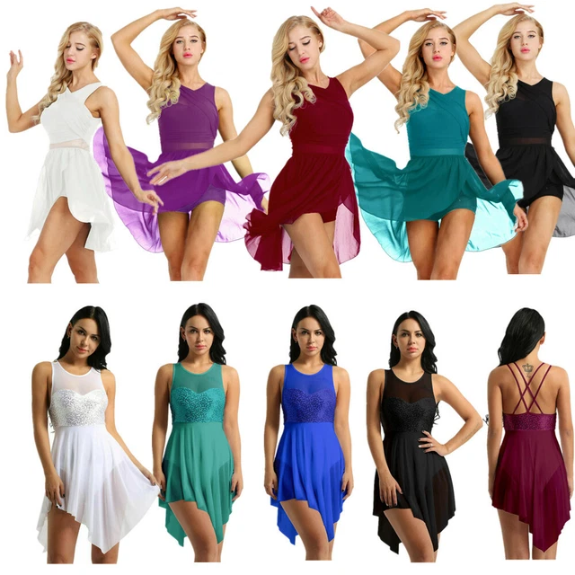 Femme Asymétrique Robe de Ballet Latine Salsa Mousseline de soie Robes de Danse