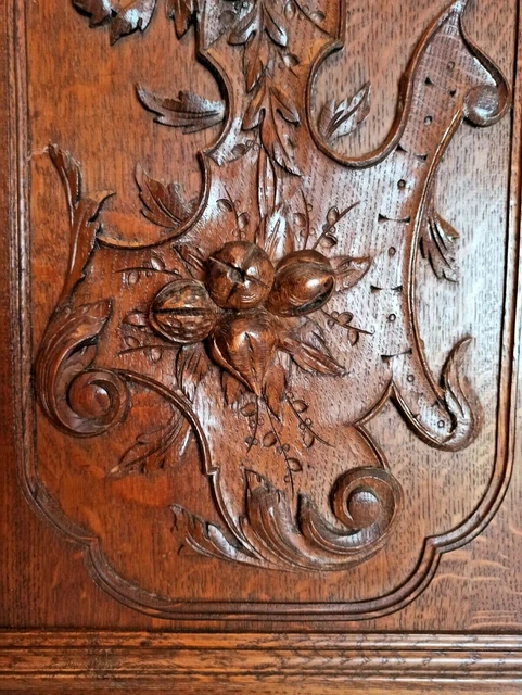 25" Antique French Gothic Architectural Panel Door Oak Wood Carved Salvage 2