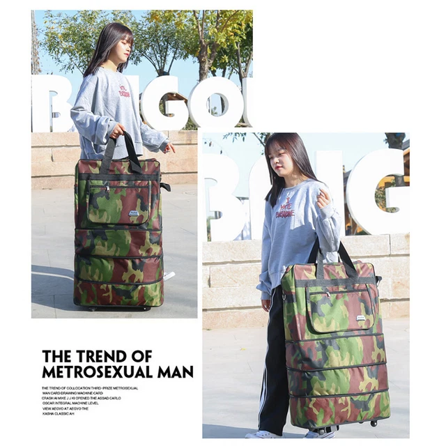 3-Layers Expandable Duffel Bag Suitcase Collapsible Rolling Wheeled Luggage Bag 10