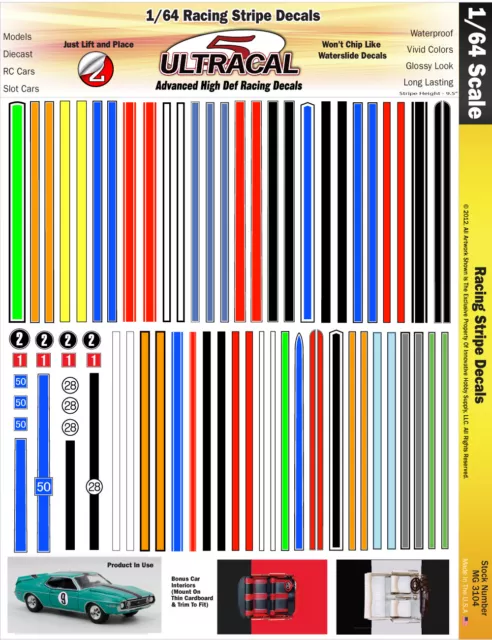 MG 3104 - 1/64 HO UltraCal High Def Decals Racing Stripes