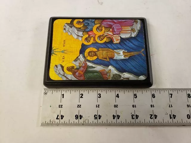 Certified Hand Made Precise Copy Of Old Byzantine Icon Baptism Of Christ 4.5x6" 3