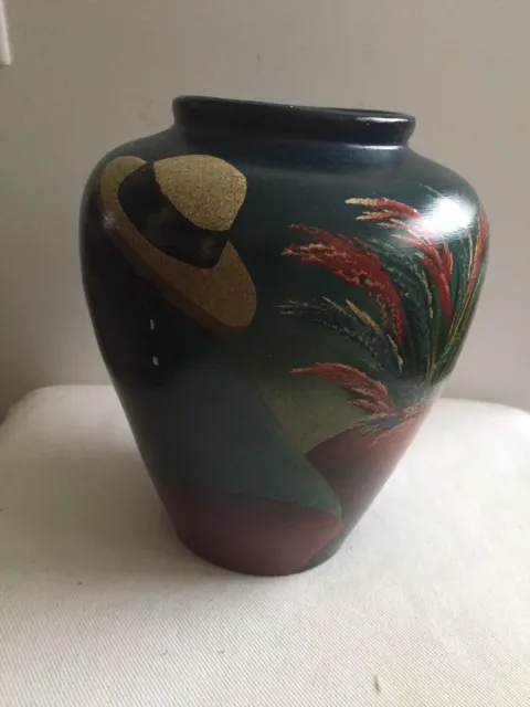 Peru Clay Pottery Hand Painted Folk Art Vase,G.Morit