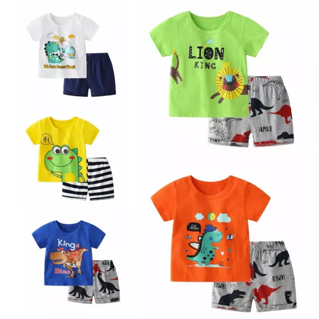 Toddler Baby Boys Summer Clothes Set Short Sleeve T-shirt Shorts Casual Outfits