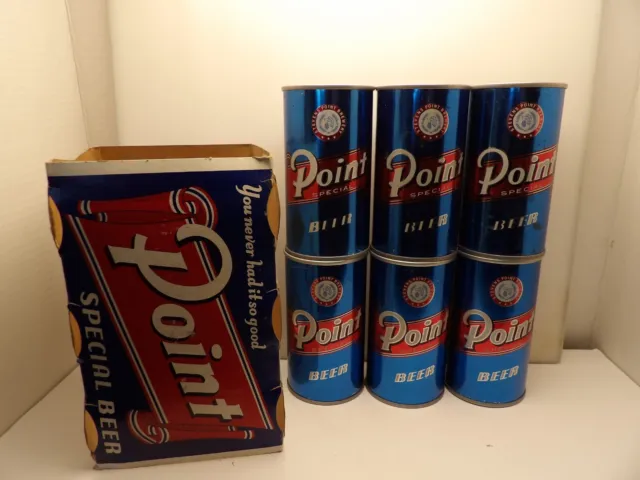 6 Pack Point Special Straight Steel Pull Tab Beer Can Stevens Point Wisconsin