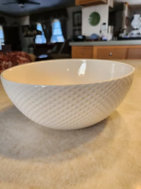 Fusion By Fapor (Portugal) Large Round WHITE Textured Vegetable Salad Bowl—9.5”