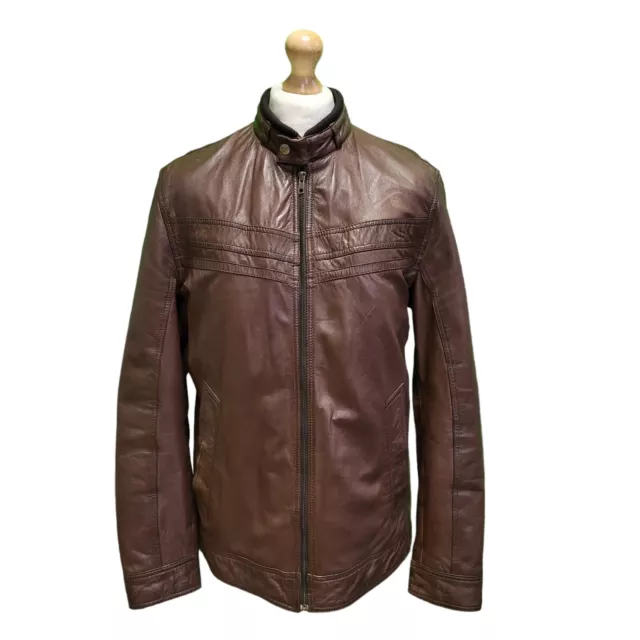 NN685 MEN S ASHWOOD Luxury Brown Leather Lined Jacket UK L EU 54
