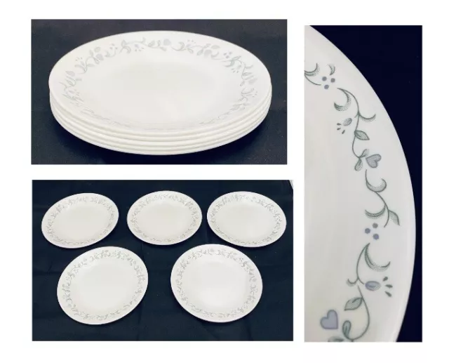 VINTAGE Corelle Bread Plates 6.75" COUNTRY COTTAGE Hearts Flowers 5-PC Set