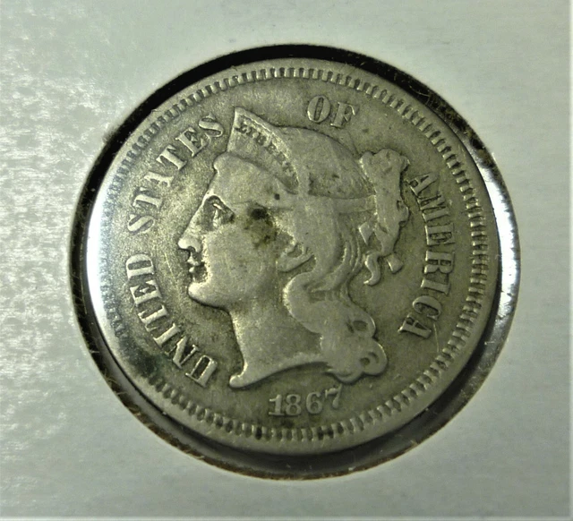 1867 Three Cent Nickel Piece 3C