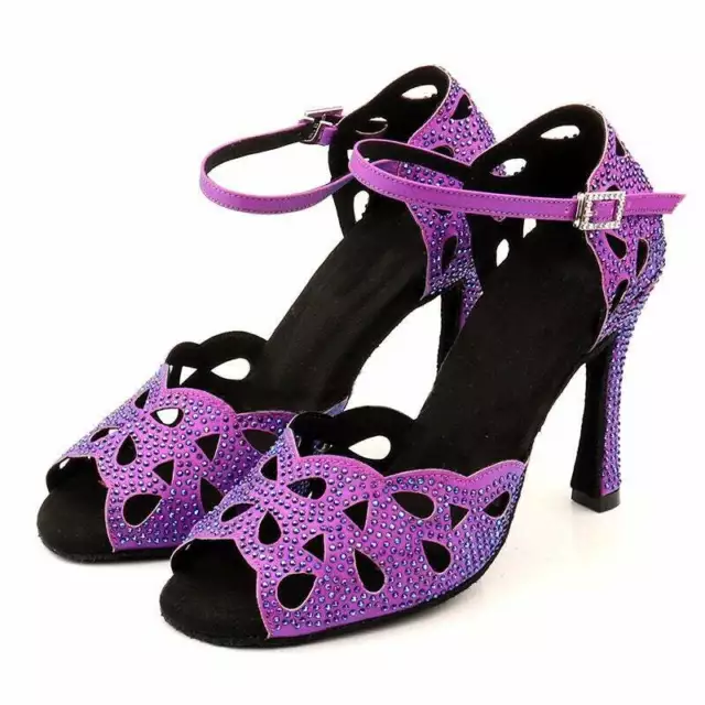 Scarpe ballo lilla strass viola sandali aperti gioiello su misura personalizzate