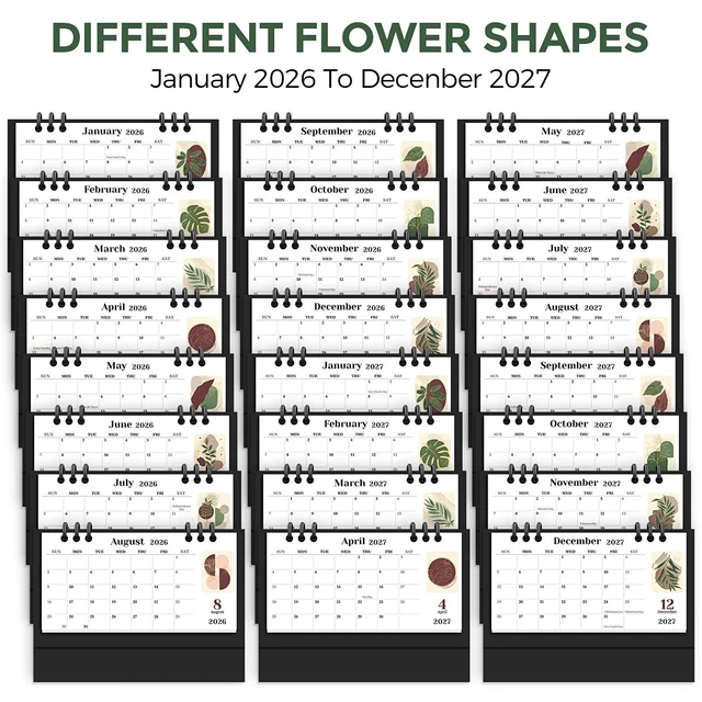 SMALL DESK CALENDAR 2026-2027, 6.3" x 3.1", 2026 Desk Calendar - Runs ...