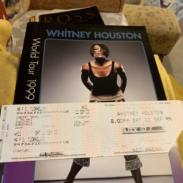 Whitney Houston World Tour Program & 4 Tickets 1999 My Love Is Your Love