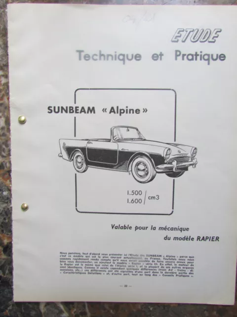 Sunbeam Alpine étude technique d'époque