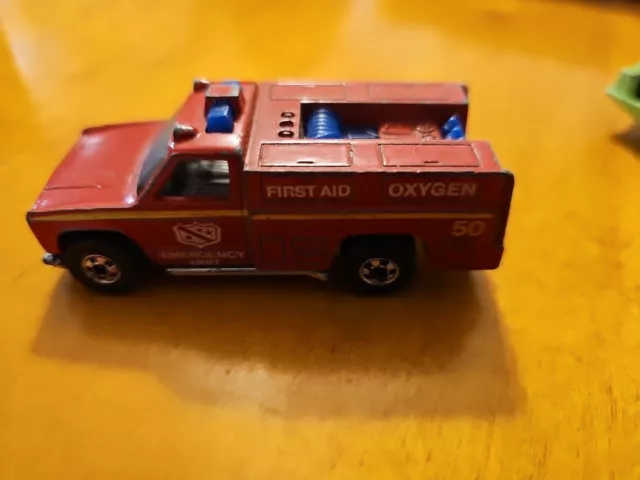 Vintage Hot Wheels 1974 Emergency Squad Red Truck Fire Dept Unit 50