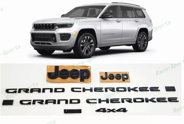 6PCS 2021+ Jeep Grand Cherokee L Front Rear Jeep 4X4 L Door Emblems Gloss Black