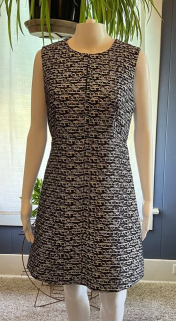 Diane Von Furstenberg Yvette Zip Short Dress Abstract Black White Keyhole 6