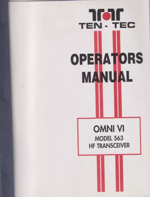 Genuine Original Ten-Tec Omni Vi Model 563 Instruction Manual