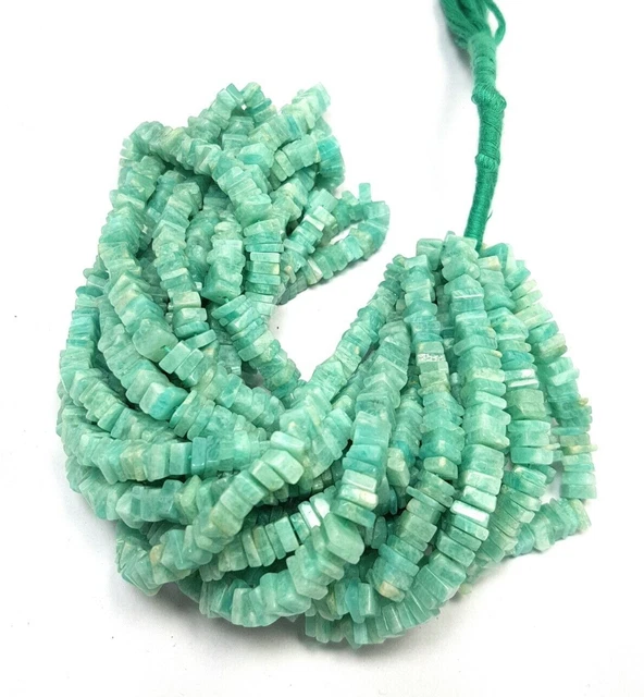 Perles carrées en Amazonite verte naturelle AAA, pierres précieuses Heishi,...