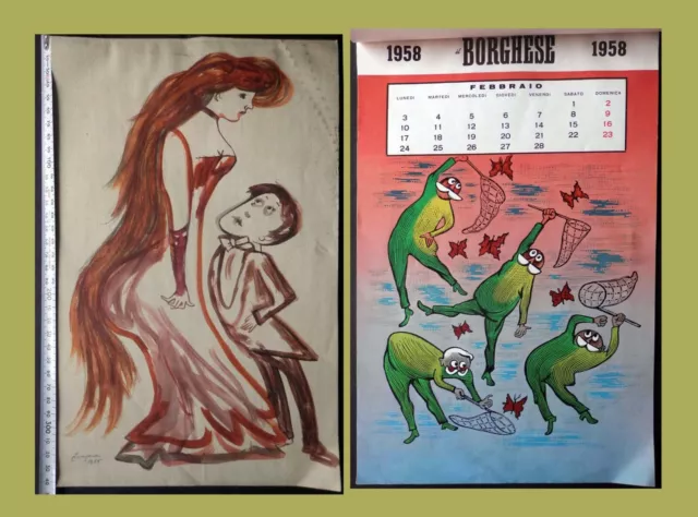 IL BORGHESE - CALENDARIO 1958 - LONGANESI -molto bello